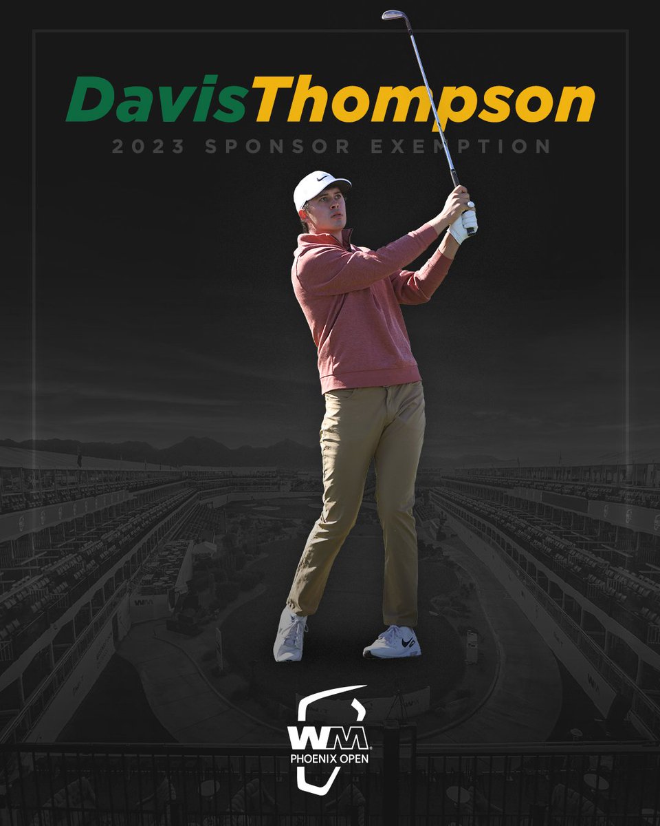 WMPhoenixOpen's tweet photo. Up-and-coming star Davis Thompson and PGA TOUR vet local Ricky Barnes have received the final two sponsor exemptions for the 2023 WM Phoenix Open! #RESPECT

Link to story: https://t.co/OlaKsm30Hl https://t.co/5Qk92yyhcH