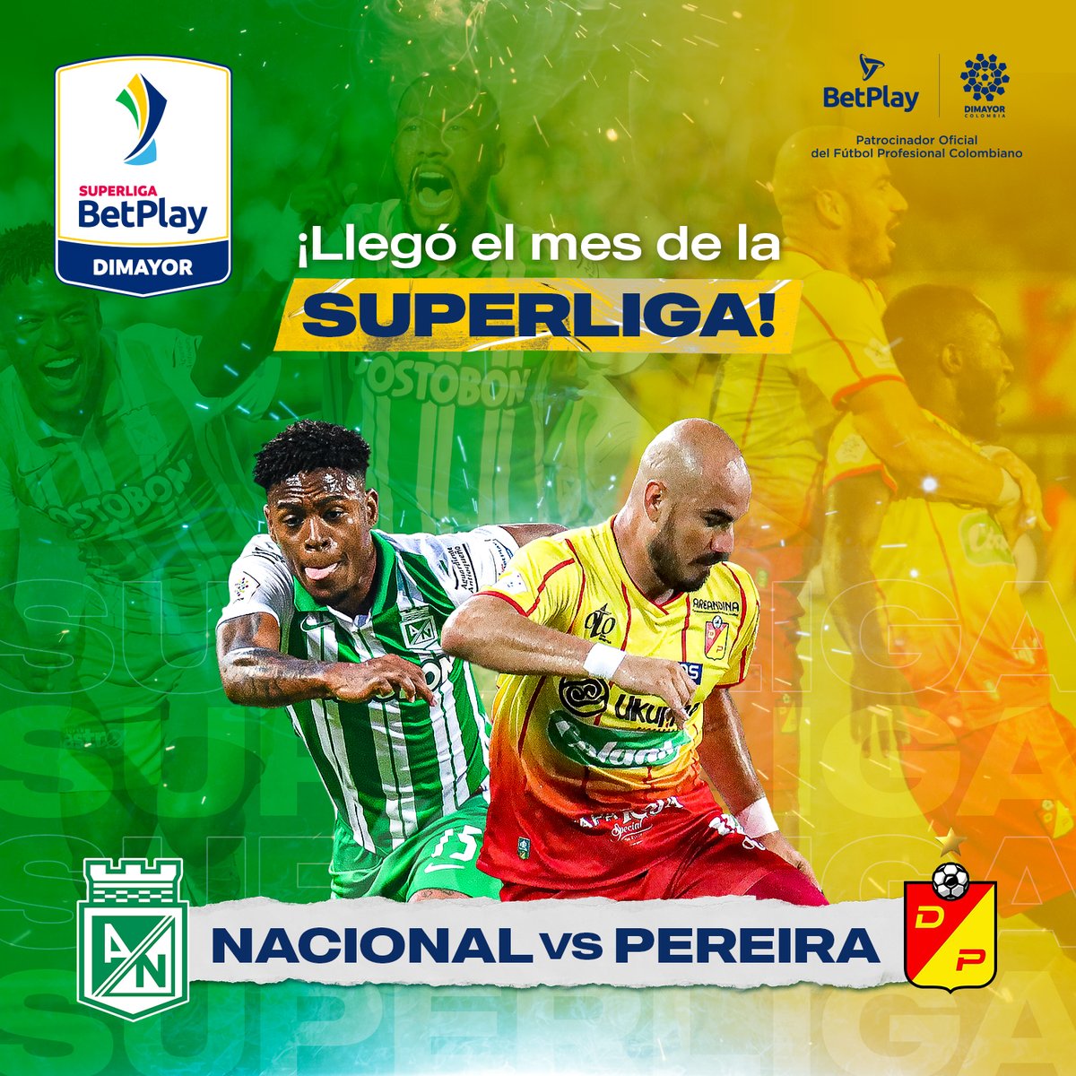 LigaBetPlayD's tweet photo. ¡Pero miren lo que se acerca!💥 #SuperligaBetPlayDimayor 

@nacionaloficial 🆚 @Corpereira 

@BetPlayCO @Dimayor https://t.co/POfnIM8YHY