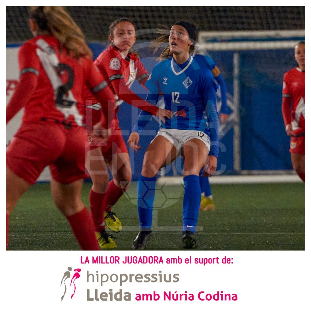 SEGREcom's tweet photo. ⭐ @Patri12TP, votada per #LleidaEnJoc com la millor jugadora del partit.

⚽️ Ho ha intentat durant tot el partit i ha tingut una ocasió per marcar el gol lleidatà

🤝 Amb el suport d'#HipopressiusLleida Núria Codina.

📸 @CarlesMiranda 
 
#AEMRayo  #LleidaEnJoc https://t.co/I4qEcpEkTt