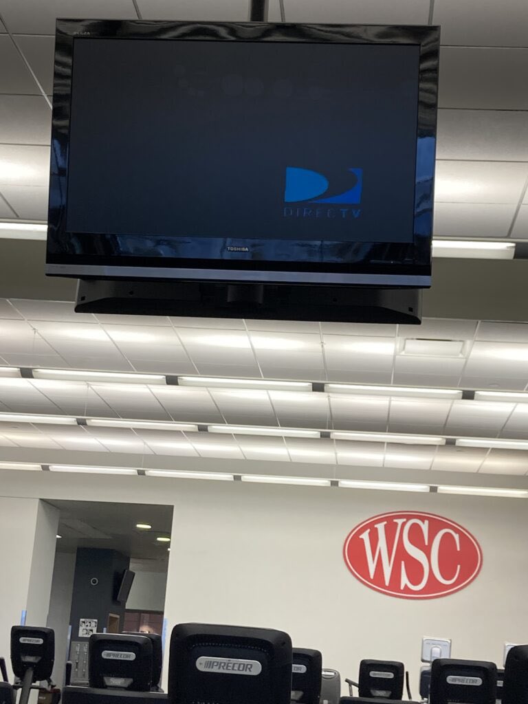 Why there hasn't been a television for more than 1 month is a question raised by WSC Gym members. Neither the workforce nor management appear to have received any explanations. If anyone else is aware of this, please let us know.