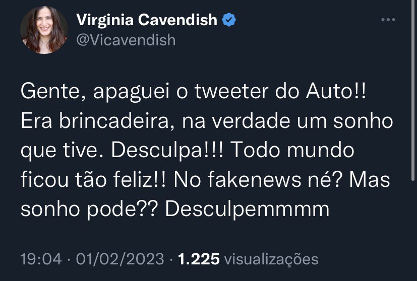 Portal Ypis on Twitter "Virgínia Cavendish se desculpa e diz que era