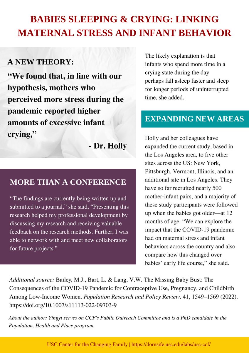 Check out research funded by the Center for the Changing Family! First up is Dr. @_HBradley with her research "Babies Sleeping and Crying: Linking Maternal Stress and Infant Behavior".