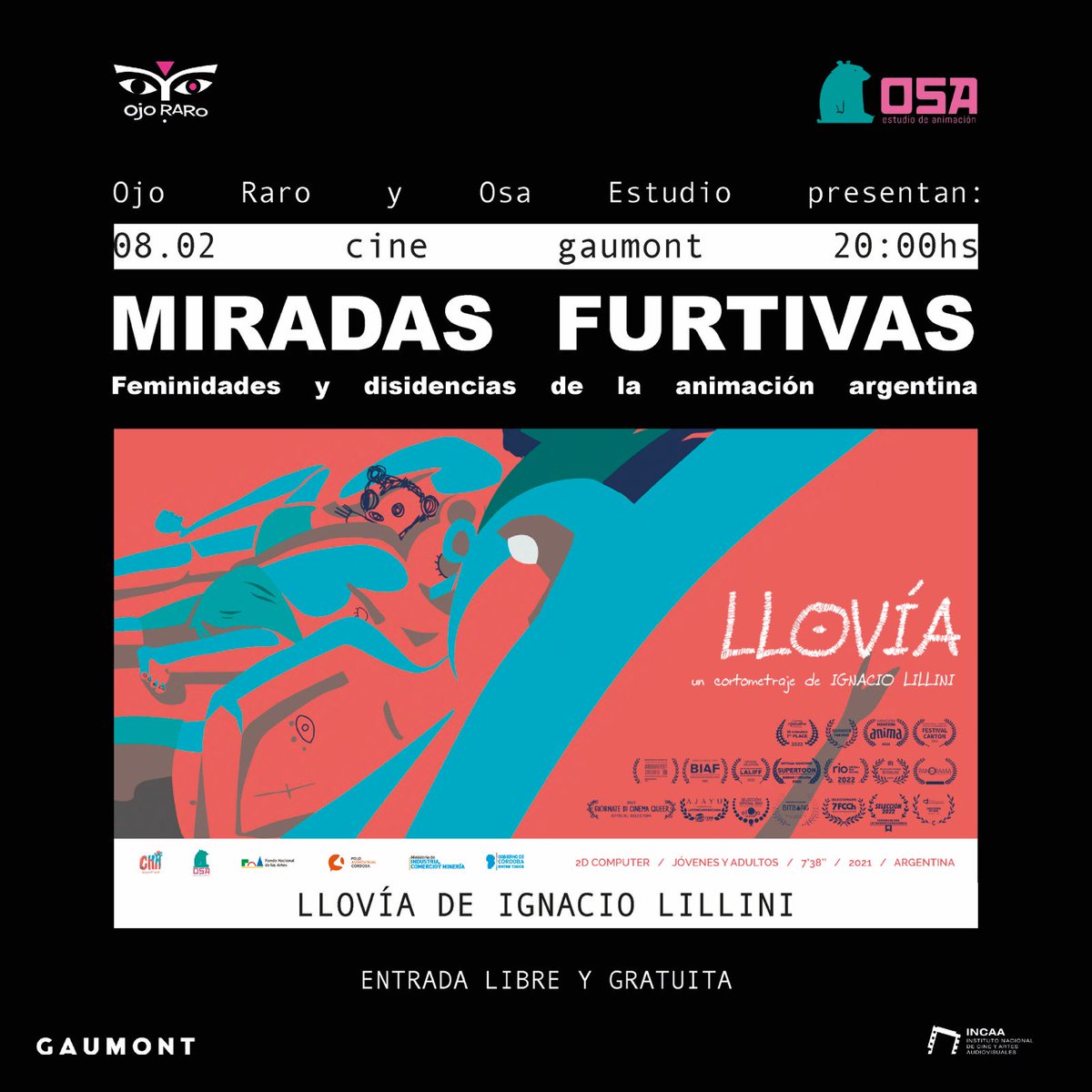 ojorarotv's tweet image. Estas miradas furtivas, siempre escondidas, juegan hoy a correrse de la periferia para ponerse en el centro del debate,  porque necesitamos contar otras historias.

📅 Miércoles 8/2 
⏰ 20 hs
📍@CineGaumont

#animation #celanimation #animacion #2danimation #art #animationart