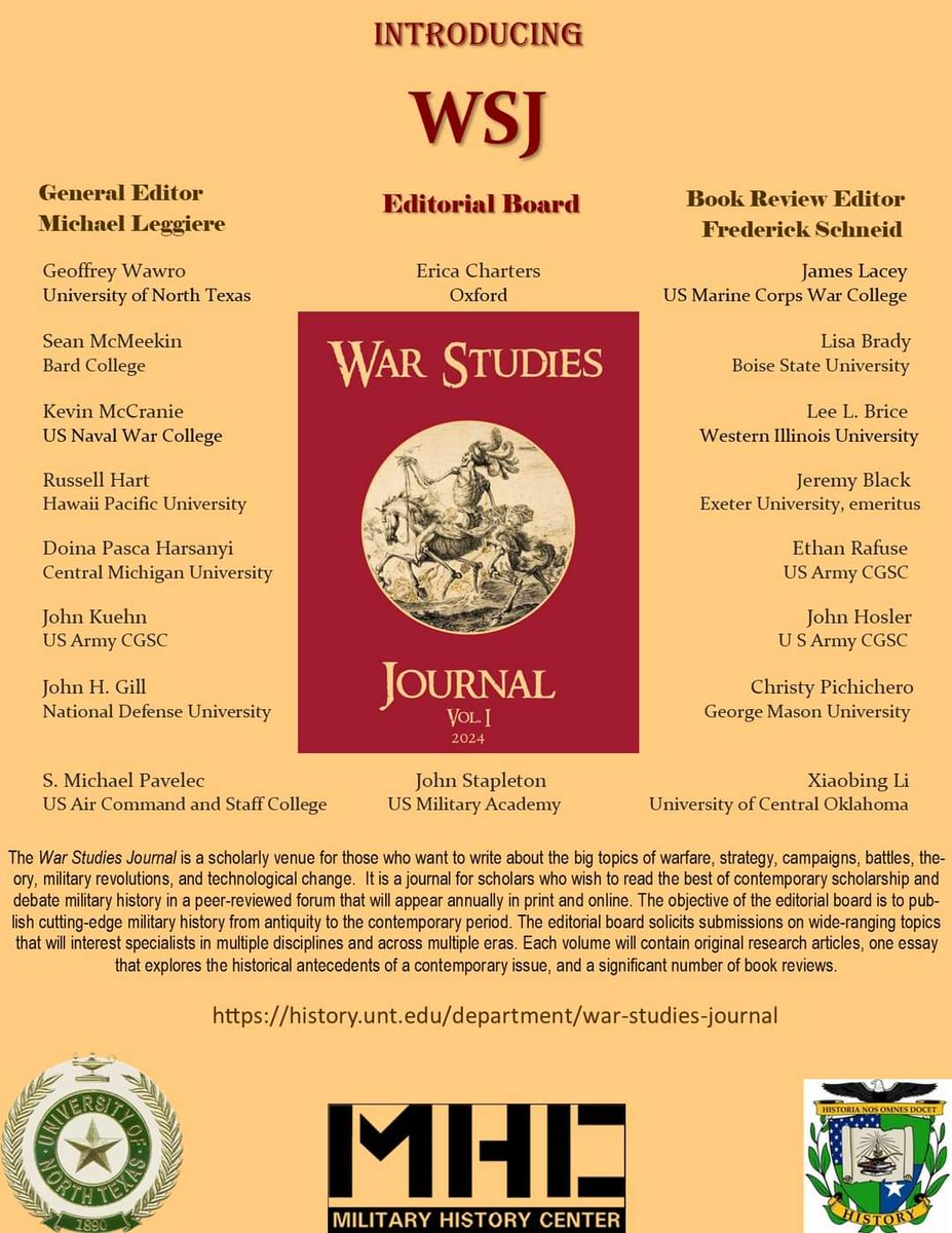 Help me spread the word about our new #militaryhistory journal! I'm pleased to serve on the editorial board, alongside some formidable colleagues.