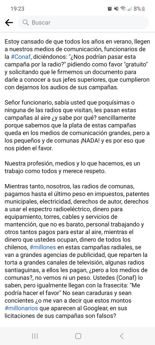 arielcfv's tweet photo. Trabajo en el mundo de la radio y sinceramente estoy cansado de que todos los años en verano, llegen a nuestros medios, funcionarios de la #Conaf, diciéndonos: "¿Nos podrían pasar esta campaña por la radio?" pidiendo como favor "gratuito" ...sigue en las imágenes @conaf_minagri https://t.co/v3yijp11jw