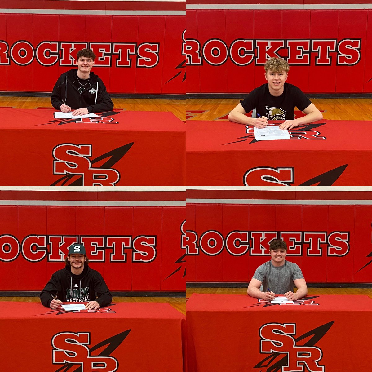 Big Signing Day for Rocket Athletics! @john_sabo_2 Signs with SRU Football. <a href="/Elam_Pyle/">Elam Pyle 💹🧲</a> Signs with Geneva Basketball. <a href="/BrettGalcik/">Brett Galcik</a> Signs with SRU Baseball. <a href="/Breich51/">Braiden reich</a> Signs with Edinboro Football! 🚀🔥🚀🔥🚀🔥🚀