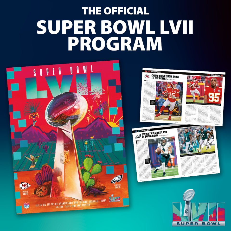 NFL (@nfl) on Twitter photo The Official #SuperBowlLVII Game Program is hot off the press. <a href="/superbowlmag/">Super Bowl Program</a>
Check it out here: pub.hozinc.com/sb57/ The Official #SuperBowlLVII Game Program is hot off the press. <a href="/superbowlmag/">Super Bowl Program</a>
Check it out here: pub.hozinc.com/sb57/