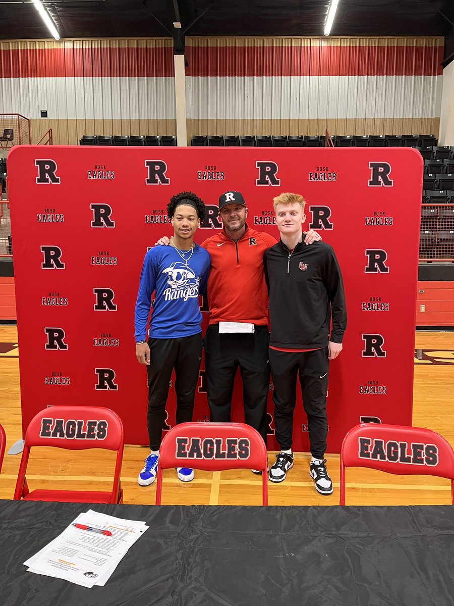 CoachTSitton's tweet photo. Congratulations to these two Rusk Eagles. We sure do love em and are sure gonna miss em next year. Brailen Trawick (Kilgore) and Aiden McCown (Lamar) Great kids and great players. @AidenMcCown14 @BrailenTrawick https://t.co/MK7DMlvhII