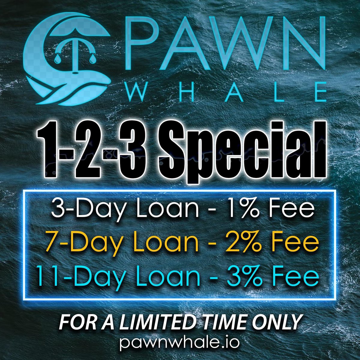 pawn_whale's tweet photo. 🚨 NEW LOWER FEES 🚨 

1-2-3 Special on #MultiversXNFTs 

1% fee on any 3 day loan
2% fee on any 7 day loan
3% fee on any 11 day loan

Live now at https://t.co/sL5SPrrYMz https://t.co/TERYB2odBv