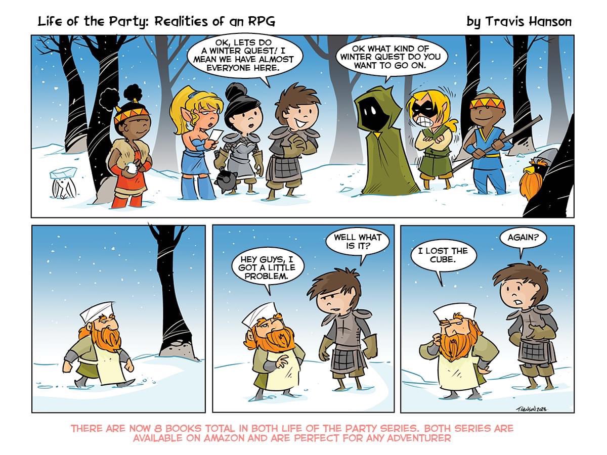Life of the party 1716 Winter Quests(3/not sure) 

Some quests just choose themselves …

#comic #webcomics #lotp #lifeoftheparty #cartoons #dailyart #rpg #rpgcomics #adventurecomics #fantasycomics #patreon