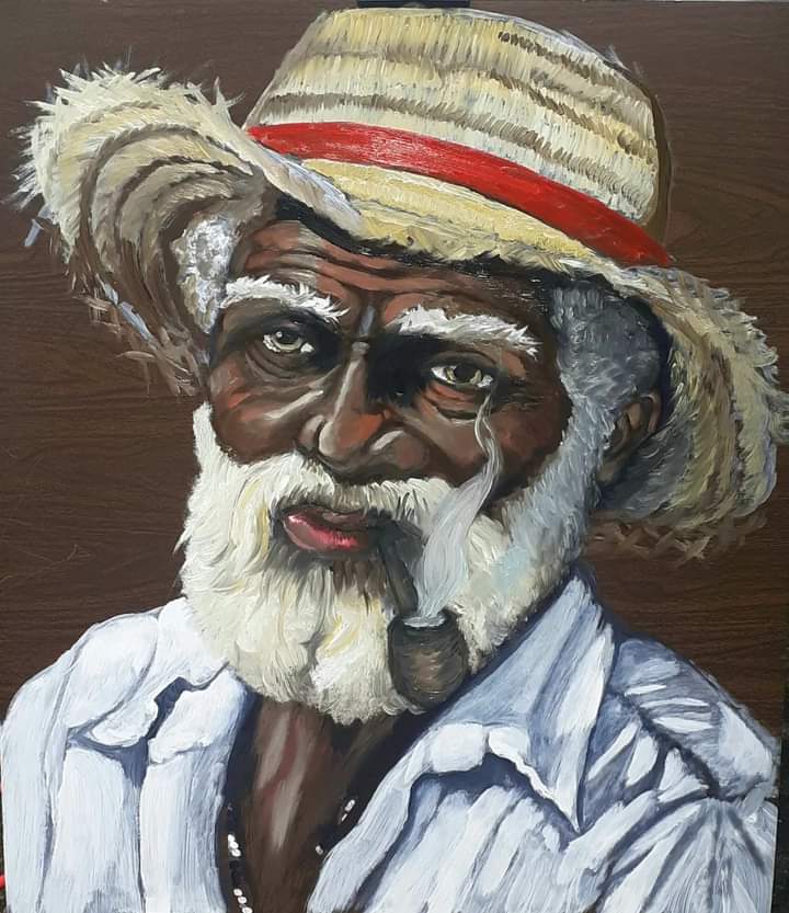 wgalesco's tweet photo. Pai Joaquim de Angola - Óleo sob Madeira. Primeira parte concluída.  Agora espera secar para terminar detalhes e sombreado. #umbanda #oilpainting https://t.co/5X8jkLeXzU