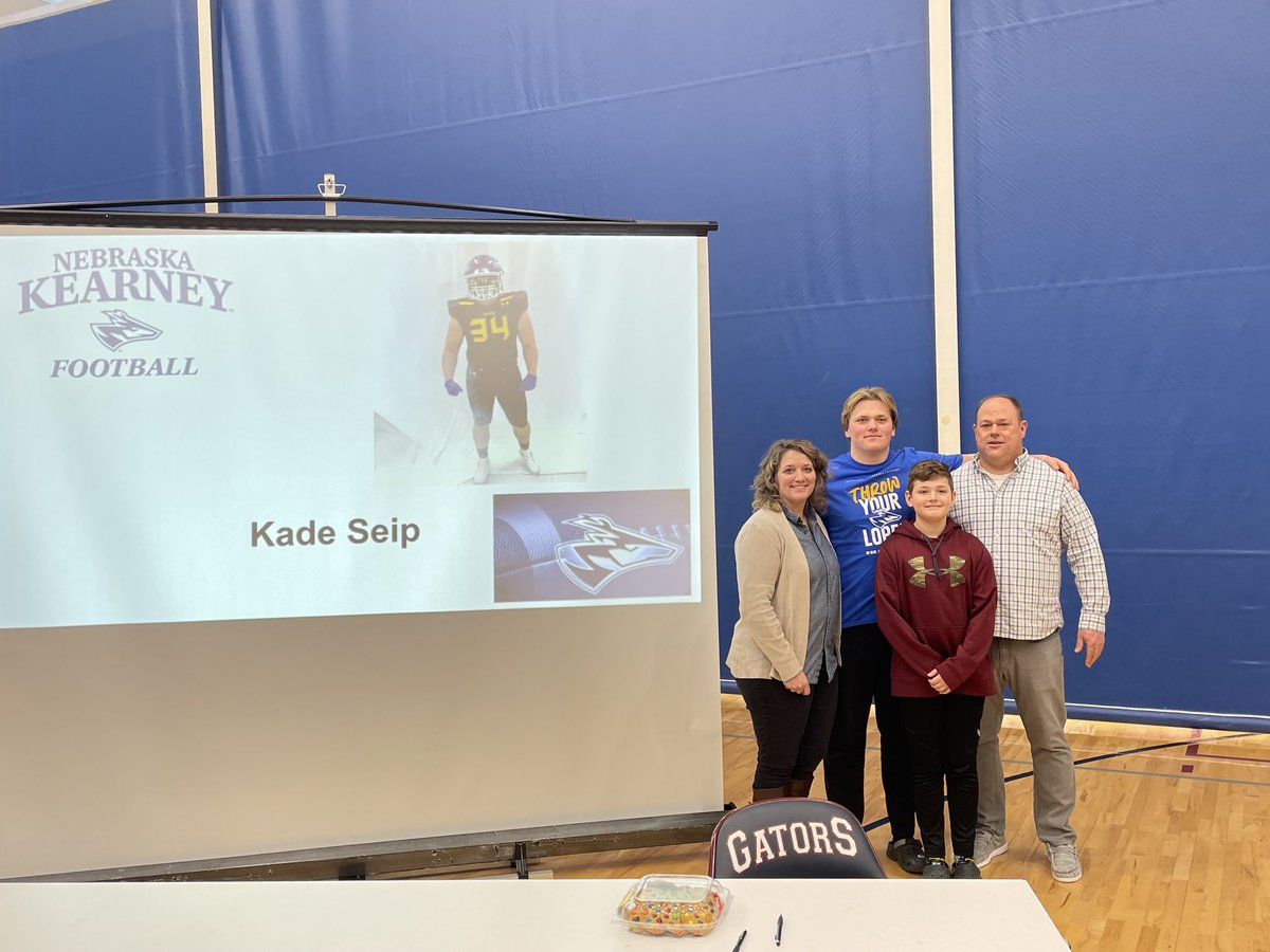 Congratulations to Kade Seip who signed with UNK today to continue his educational and athletic journeys. 

🐊🏈
