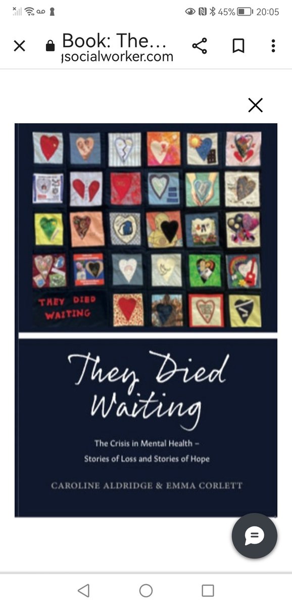 Incredibly moving webinar, hearing directly from bereaved families who cobtributed to the book#TheyDiedWaiting Change can only  come when these powerful stories are read and shared by the mental health practitioners with a true commitment to change