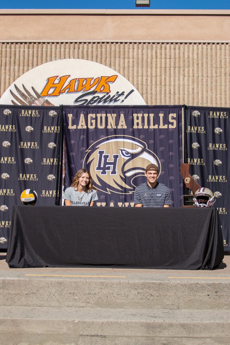 National Letter of Intent Signing Day 2023! Congratulations to Sophia Tzannakos on her commitment to play volleyball at Millersville University and to Troy Leigber on his commitment to play football at UCLA. Go, Hawks! 
📸 Jada Arenas