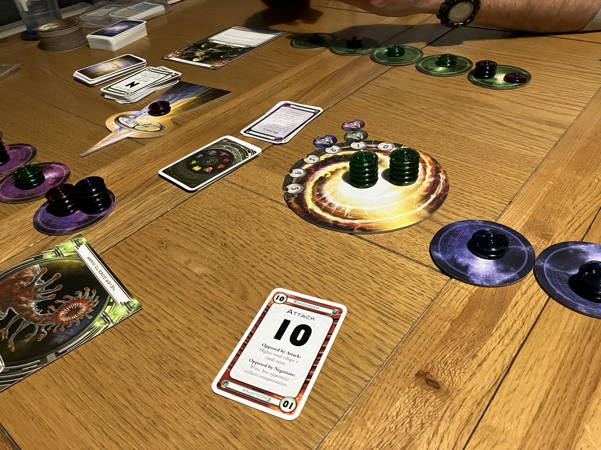GroverKevin's tweet photo. New game played: Cosmic Encounter. Highly entertaining game easy to pick up and fun screwing other players over. #boardgames #cosmicencounters #fantasyflight https://t.co/pToTOkA2hW