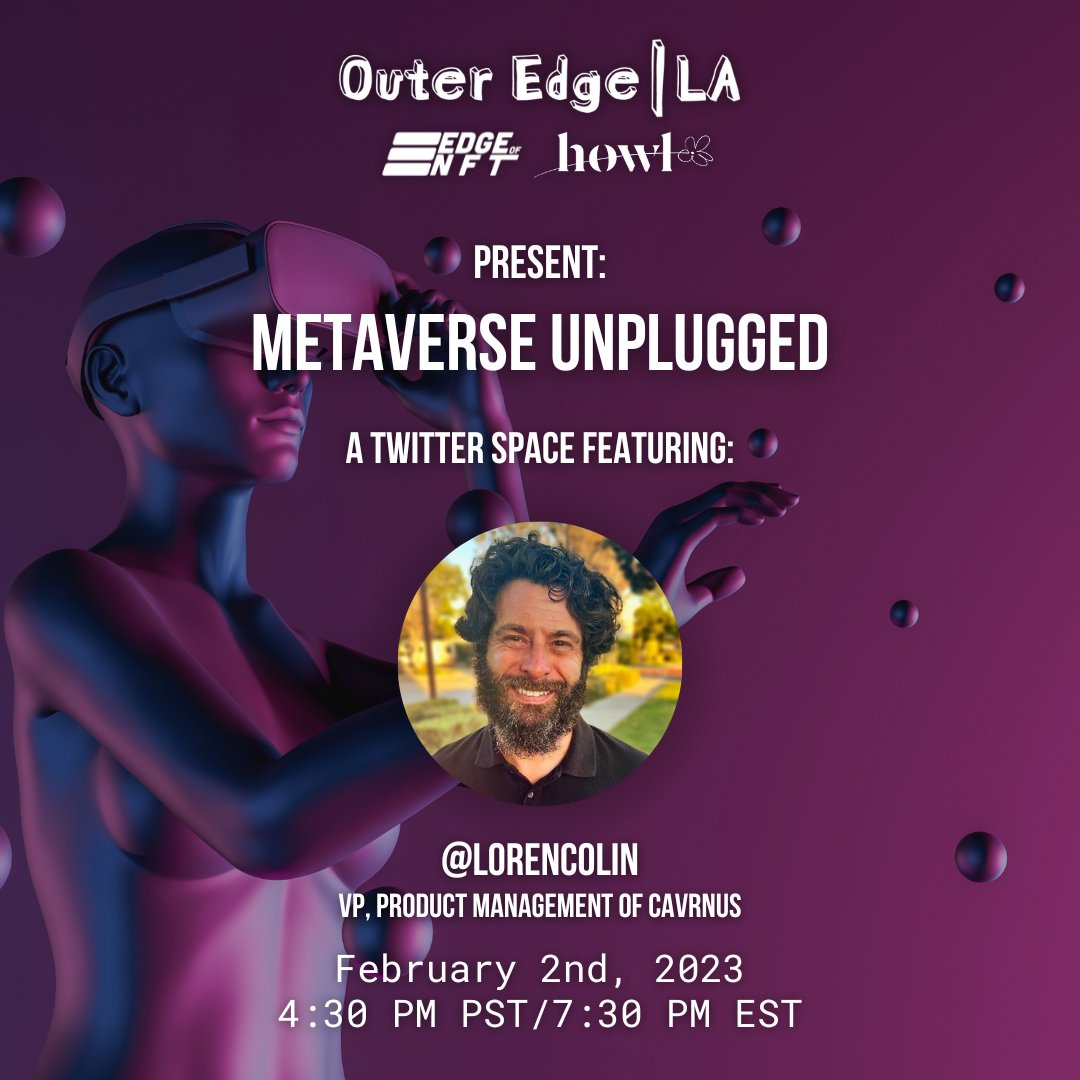 Cavrnus @LorenColin will be joining @NFTLALive & @tryhowl's Space on Thursday, February 2nd, discussing how Web3 will play a key role in the future! Can't wait to talk with these guys! Set your reminder! twitter.com/i/spaces/1jMJg… #theultimatemetaversebuilderplatform #web3