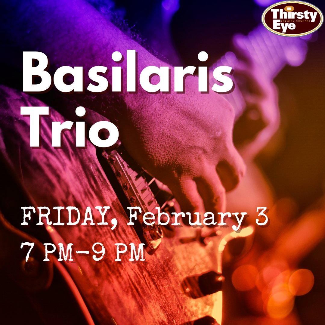 All great things come in three! You won't want to miss who's performing this Friday from 7-9pm. The Basilaris Trio is hitting the stage to perform Jazz fusion/ psychedelic style music!