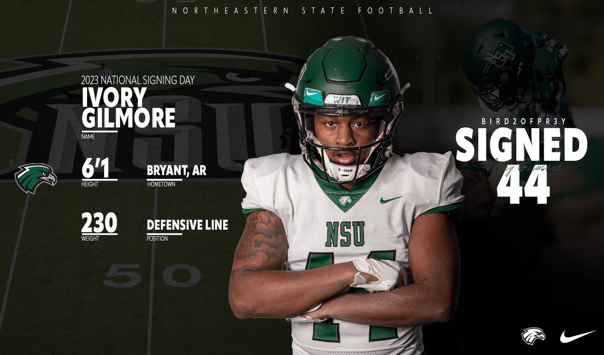 NSU_Football's tweet photo. Welcome to the ‘Quah, Ivory Gilmore III!

@UnleashedDawg 

#BIRD2OFPR3Y🦅 https://t.co/hxCvcZz0do