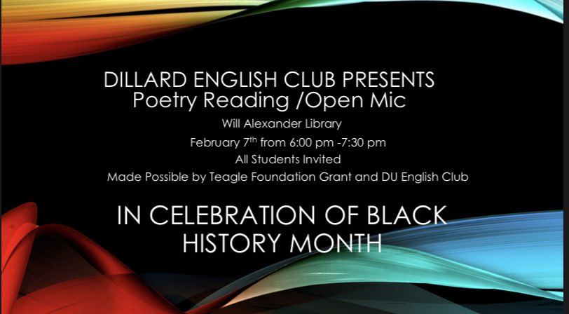 JOIN US February 7th for a Black History Month Poetry Reading/Open Mic. We hope to see (and hear) you there! 💚