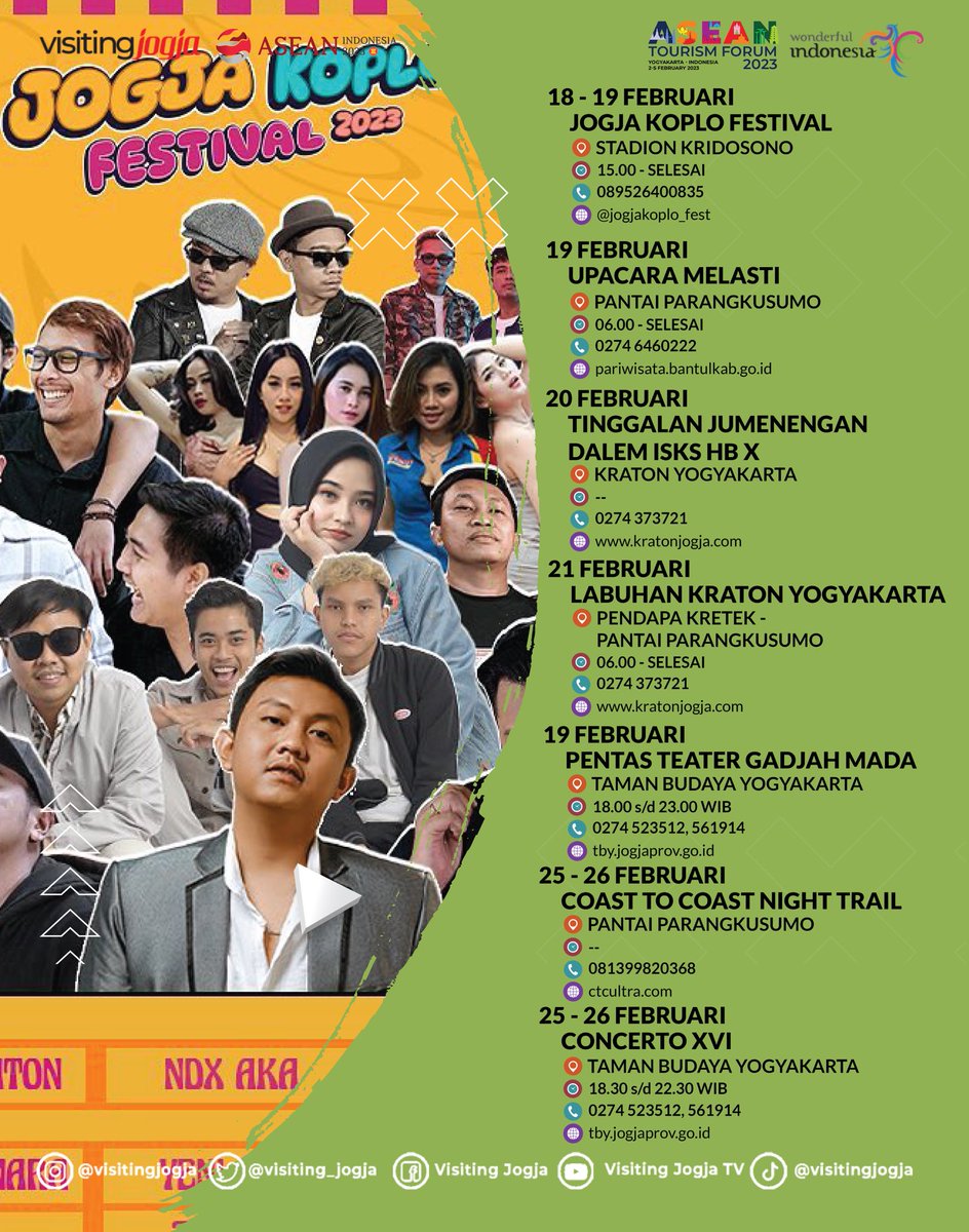 visiting_jogja's tweet photo. Deretan event di Jogja yang bakalan mengisi Februari tahun ini Gengs! Cusssss swipe left sampe mentok🥳🤩
#coe #coediy #calendarofevent #visitingjogja https://t.co/EeaXNsxdkZ