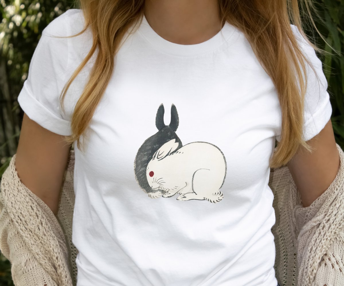 digi_node's tweet image. Vintage Japanese art of Rabbits by Kono Bairei on a high-quality tshirt by TopsTotesAndMugsClub etsy.me/3YdPiaE via @Etsy
