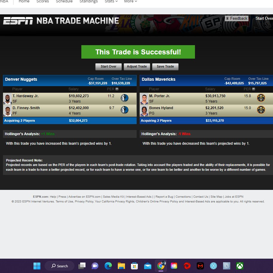DavidMcGuffbc27's tweet photo. @ZachLowe_NBA @espn_macmahon Denver and Dallas trade talk got me thinking... Luka gets some young co-stars w/ upside and Denver gets wing D and a bench scorer. https://t.co/eacaIicISW