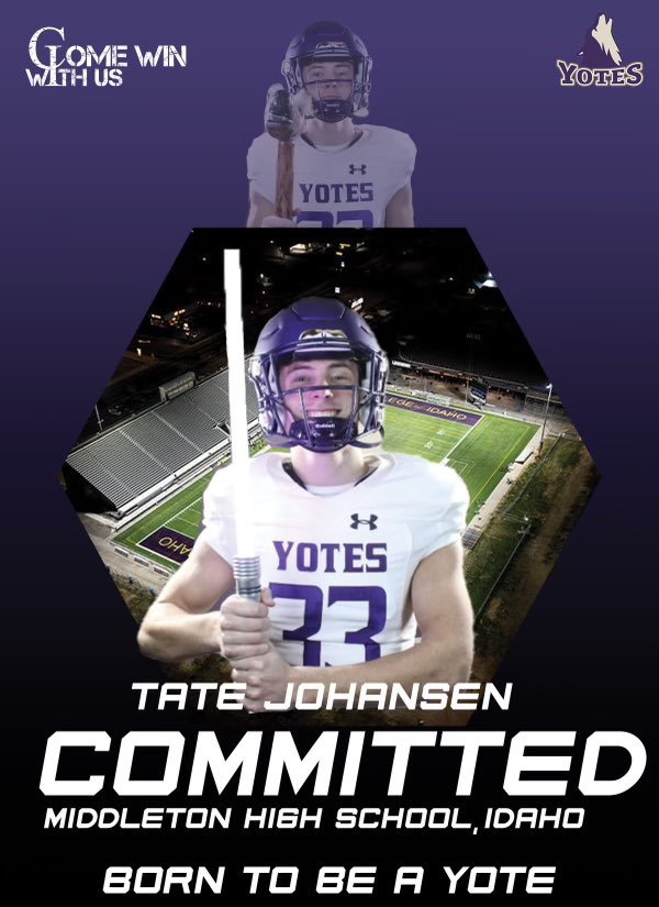 Tate Johansen (@tate_johansen33) on Twitter photo Super excited to be a Yote! Thank you for everyone who has helped and supported me! #AGTG <a href="/YotesFootball/">College of Idaho Football</a>
<a href="/CoachJewell/">Chris Jewell</a> <a href="/AlesiTristen/">Tristen Alesi</a> <a href="/CoachANelson04/">Coach Austin Nelson</a> <a href="/Coach_Leon_IV/">Leon La Deaux IV</a> Super excited to be a Yote! Thank you for everyone who has helped and supported me! #AGTG <a href="/YotesFootball/">College of Idaho Football</a>
<a href="/CoachJewell/">Chris Jewell</a> <a href="/AlesiTristen/">Tristen Alesi</a> <a href="/CoachANelson04/">Coach Austin Nelson</a> <a href="/Coach_Leon_IV/">Leon La Deaux IV</a>