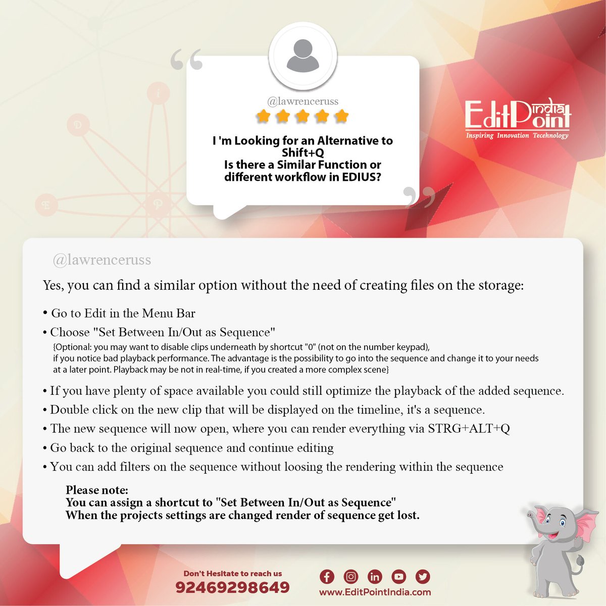 editpoint's tweet photo. #edius ๐๐๐ฅ๐จ & ๐๐๐๐ ๐จ ๐๐ค๐ง ๐ฉ๐ค๐๐๐ฎ!
Visit our Website for more #templates
๐ https://t.co/As0D7ylCfF
โ +91 9246 298 649
โ info@editpointindia.com
#editpointindia #ediusxpro #editingsoftware #videoediting #learnedius https://t.co/VO69qBhGUZ