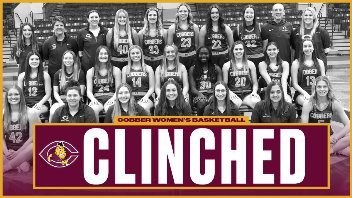 CORNGRATS to the Cobber women's basketball team who clinched a spot in the MIAC playoffs with their win tonight. 
- CC will be making its 1st conference tournament appearance since 2016
- It will be the program's 17th overall MIAC playoff appearance