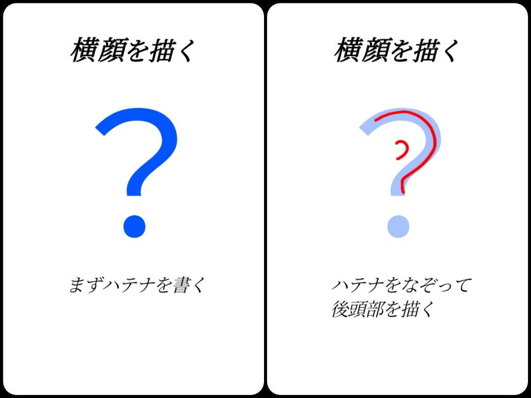 横顔の描き方が分からん?なら、ハテナを書けば。

#リドローOK  #フリー素材  #イラスト素材  #横顔  #使って下さい 
 https://t.co/STnsNx0yOY 