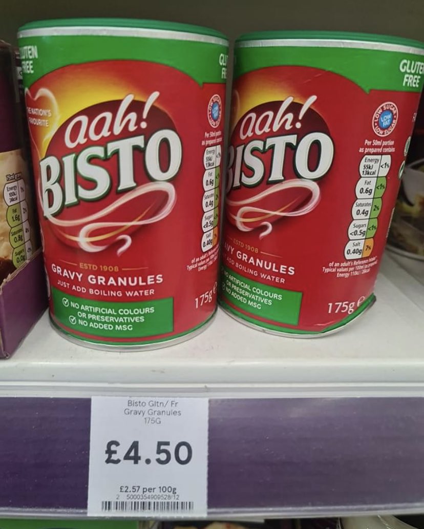 @PremierFoodsPLC @foodgov can you not intervene?! £4.50 for a  pot of Bisto FREE FROM gravy!! How is this acceptable in the slightest? Appalled, #allergyhour