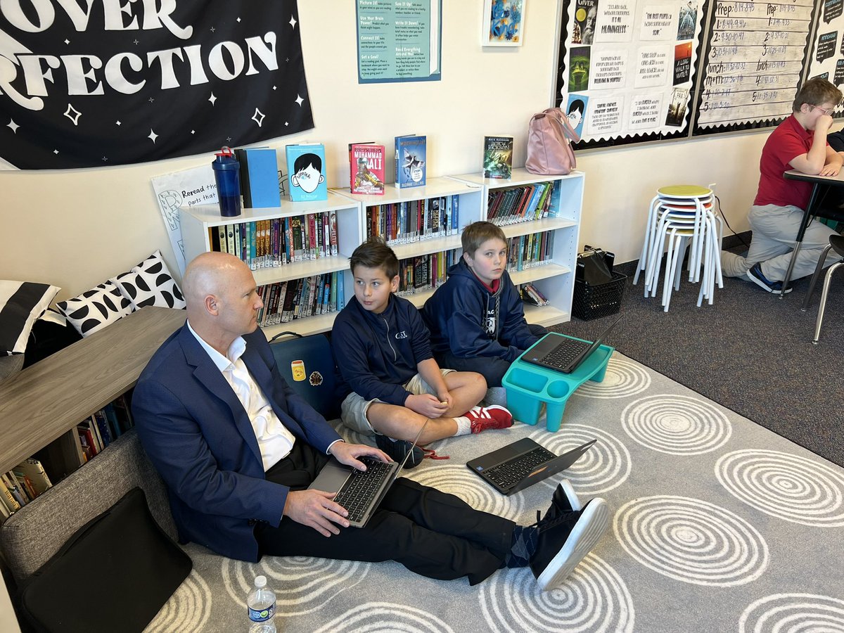 Deep in thought with one of our 6th graders during a drop in. @E_Sheninger is like a member of team Quest, he’s formed relationships with the staff and our students during our partnership this year. #utahpcbl @QuestJrHS #leadered @RigorRelevance
