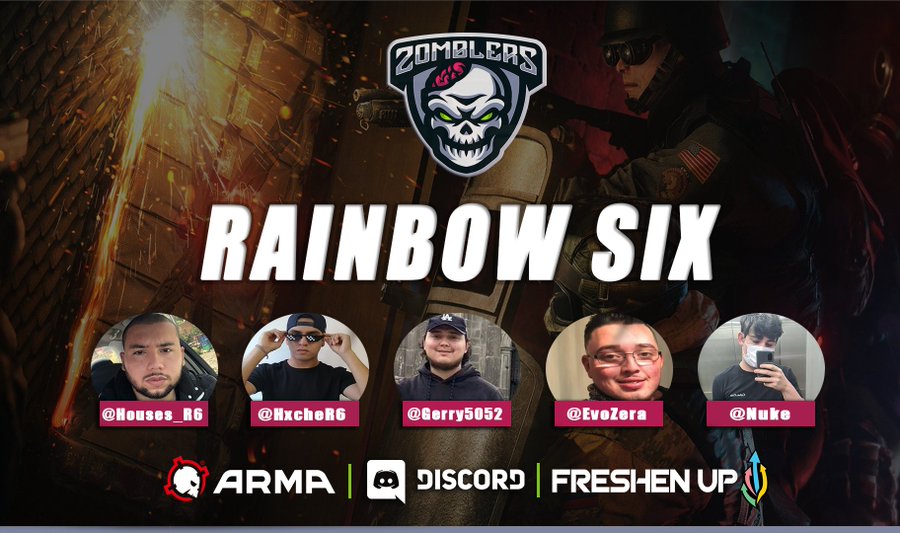 Zomblers's tweet photo. Zomblers bring on new Rainbow Six squad!

Muy emocionado de ver el futuro de este equipo.

Coach:
🇲🇽 @MerlitoR6
🇺🇲 -Tech
 
Analysts:
🇺🇲 @AwoknR6
🇺🇲 @H3LLSL8ER

Starters:
🇲🇽 @Houses_R6
🇲🇽 @HxcheR6
🇲🇽 @EvoZera
🇲🇽 @gerry5052
🇨🇴 -Nuke

Tags:
#R6 #RainbowSixSiege
#Esports #Gaming 🧟‍♂️💯 https://t.co/8IjzOYxjdS