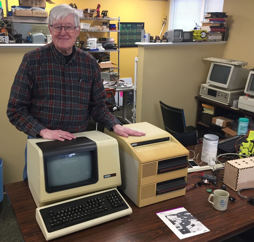 Mark Sylor, an ex-DEC employee, and his wife Janice donated a DEC VT-100 terminal and a DEC PDT-11/150 computer today. He also dropped off many boxes of RT-11 operating system documentation, and DEC Rainbow software.