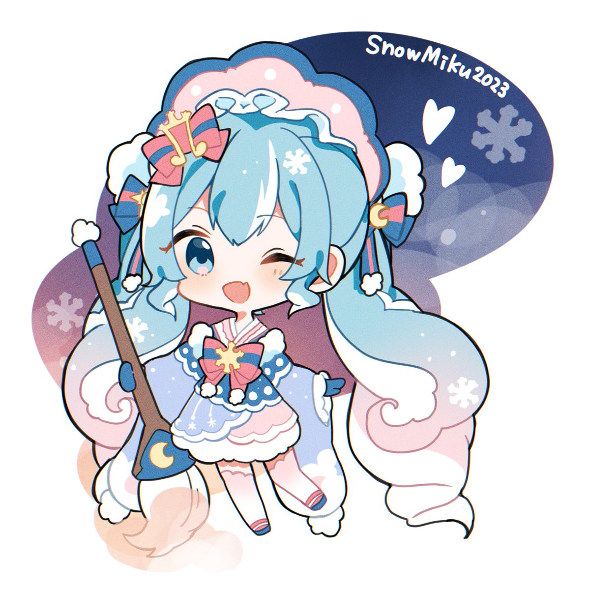 初音ミク ,雪ミク 「ピアプクロウですホー!今日もピアプロに投稿された作品を紹介していくホー☆しえるさ」|piapro(ピアプロ)のイラスト