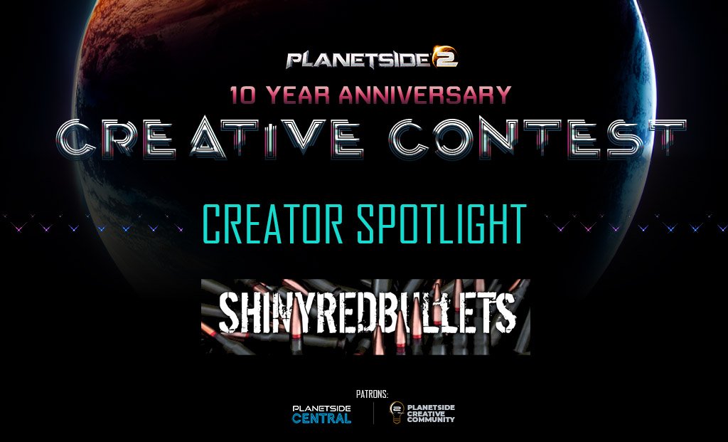 PS2Central's tweet photo. Hey Planetmen! The Last Creator Spotlight is here - we interview Shiny Red Bullets who makes hilarious montages. Read on!
https://t.co/9w9gBckJRf

@planetside2 @WrelPlays @ALapidis @DBG_Bishop @hrsanchez_RPG @ArsheeTv @StarcraftWinter @CMDRCyrious 
  #Planetside2 https://t.co/UMm7j6x5mw