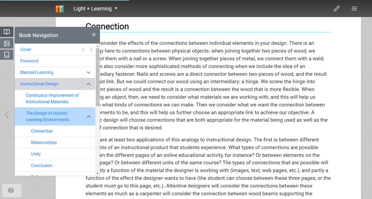 Just updated the side nav on edtechbooks.org to be all kinds of awesome with collapsible sections and persistence. #oer #openaccess See an example here: edtechbooks.org/id/designing_f…