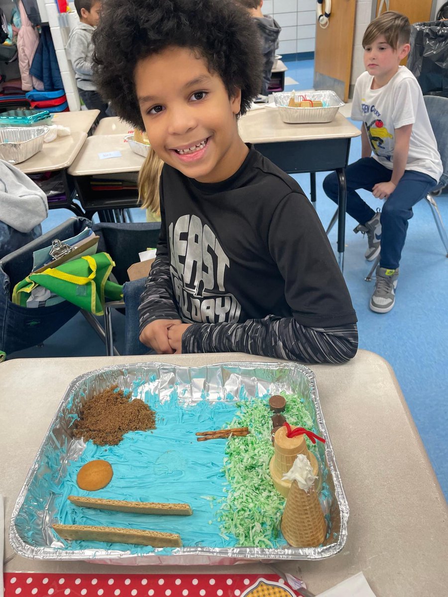 The students in Ms. Tully's class have been working on their Landform Unit and they created 3-D mountains, volcanos, islands, and more using edible materials! Great job!