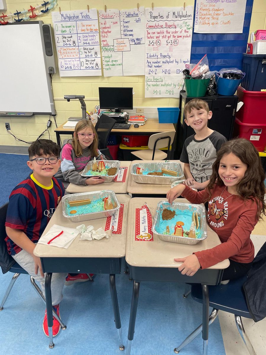 RidgeLCSD's tweet photo. The students in Ms. Tully's class have been working on their Landform Unit and they created 3-D mountains, volcanos, islands, and more using edible materials! Great job! https://t.co/dU3qpOU4IN