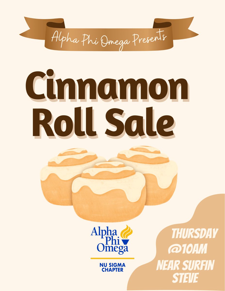 SFA_APO's tweet photo. Y’all better come get one of these,It’s a Cinnamon Roll from Alpha Phi Omega!!🤤🤎 We will be selling Cinnamon Rolls tomorrow located near Surfin Steve!!! #mwab
•
•
#apo #alphaphiomega #big1925
#ap01925
#apo1925
#franksflyest #frankreedhorton
#frankskids #mwab #Ifs #sfa #sfa25 https://t.co/z3f8a8GgXz