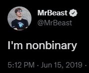 MrBeast NonBinary, MrBeast