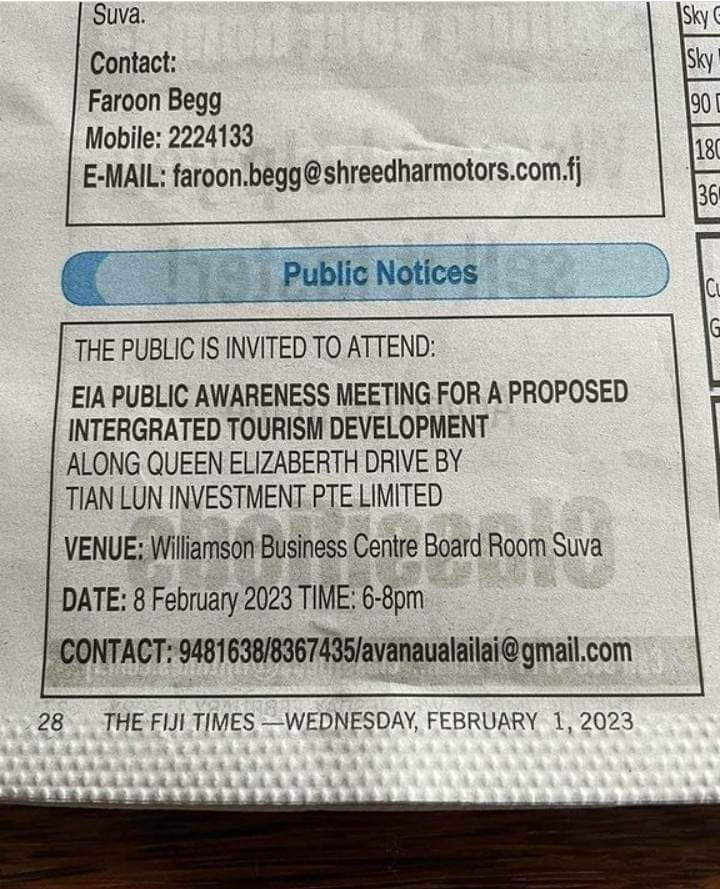 tarachetty's tweet photo. 📢 ALERT: Significant threat to Laucala Bay from a large scale marine development planned along Nasese to be longer than Kings Wharf. Destructuion of mangroves, risk to reef, marine life, fisheries. VOICE your concern at public consultation on 8 Feb 6pm in Suva #SaveOurBay https://t.co/XLHAaIFFGT