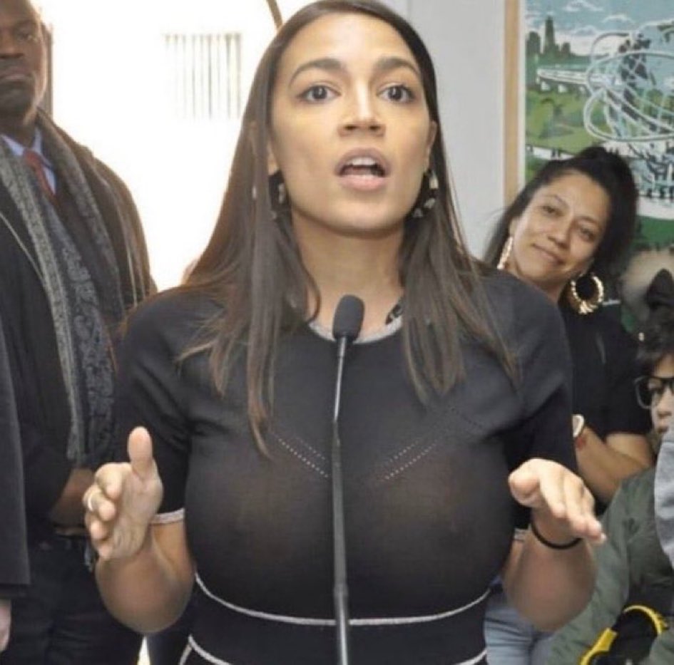 HeyZeus10x's tweet photo. AOC showing off those nips. See poll in next tweet. https://t.co/r8PRq4lLs8
