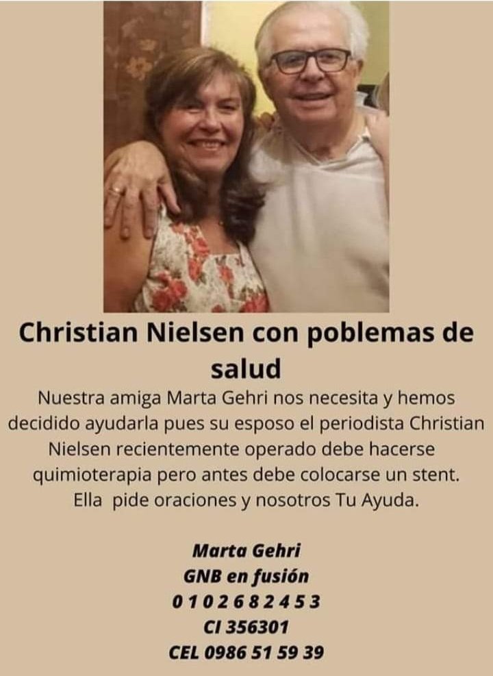 Christian Nielsen y flia. necesitan de nuestra mano para afrontar los problemas de salud que le toca pasar, dejo los detalles en la imagen.

Ayudá si podés! Da RT igualmente por favor!

Gracias!!!