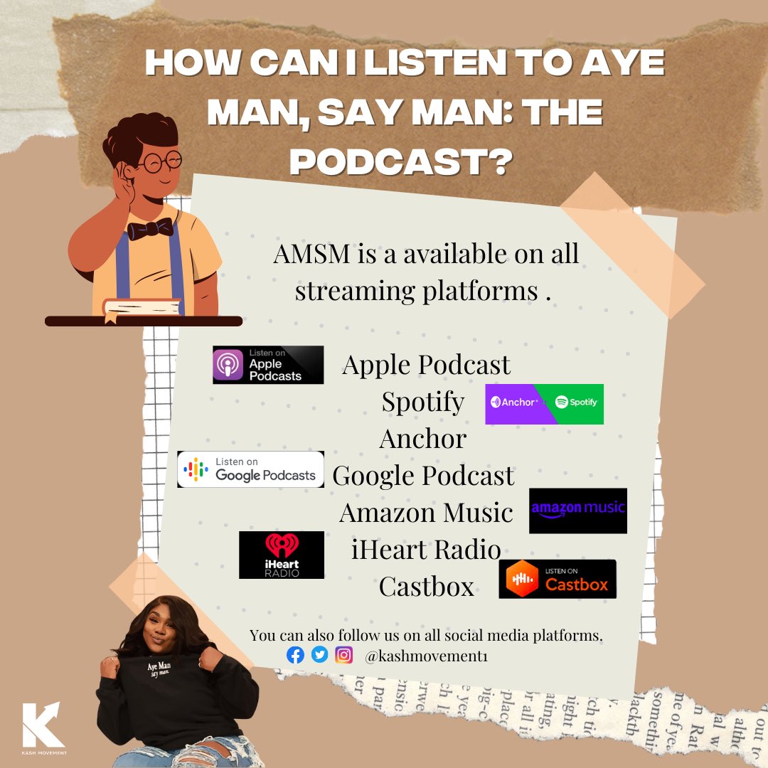 Aye Man, Say Man:The Podcast is a show that puts spin on modern day conversations. Swipe to learn more about the show and what to expect! ✨  #kashmovement
