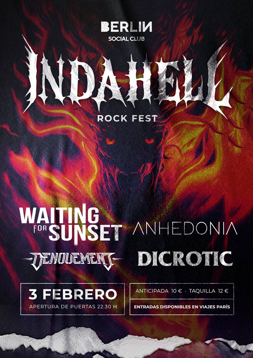 Almería, este viernes 3 de febrero sube la temperatura. Apenas quedan entradas, así que hacéis con una entrada, venid al evento rock/metal del año!!