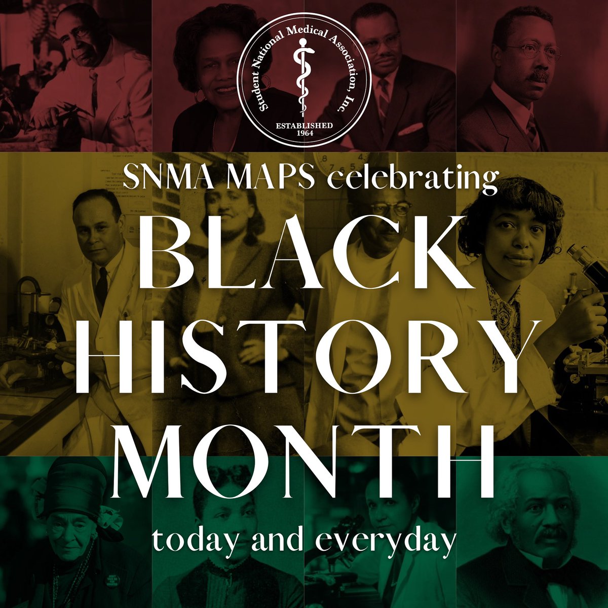 SNMA_MAPS's tweet photo. Happy February and Black History Month!! ❤️💛💚 This month SNMA MAPS will be having social media infographics and webinars series highlighting history and Black change-makers in medicine.
#blackhistorymonth #snma #snmamaps #blackexcellence https://t.co/Xj1Z2O1Zn7