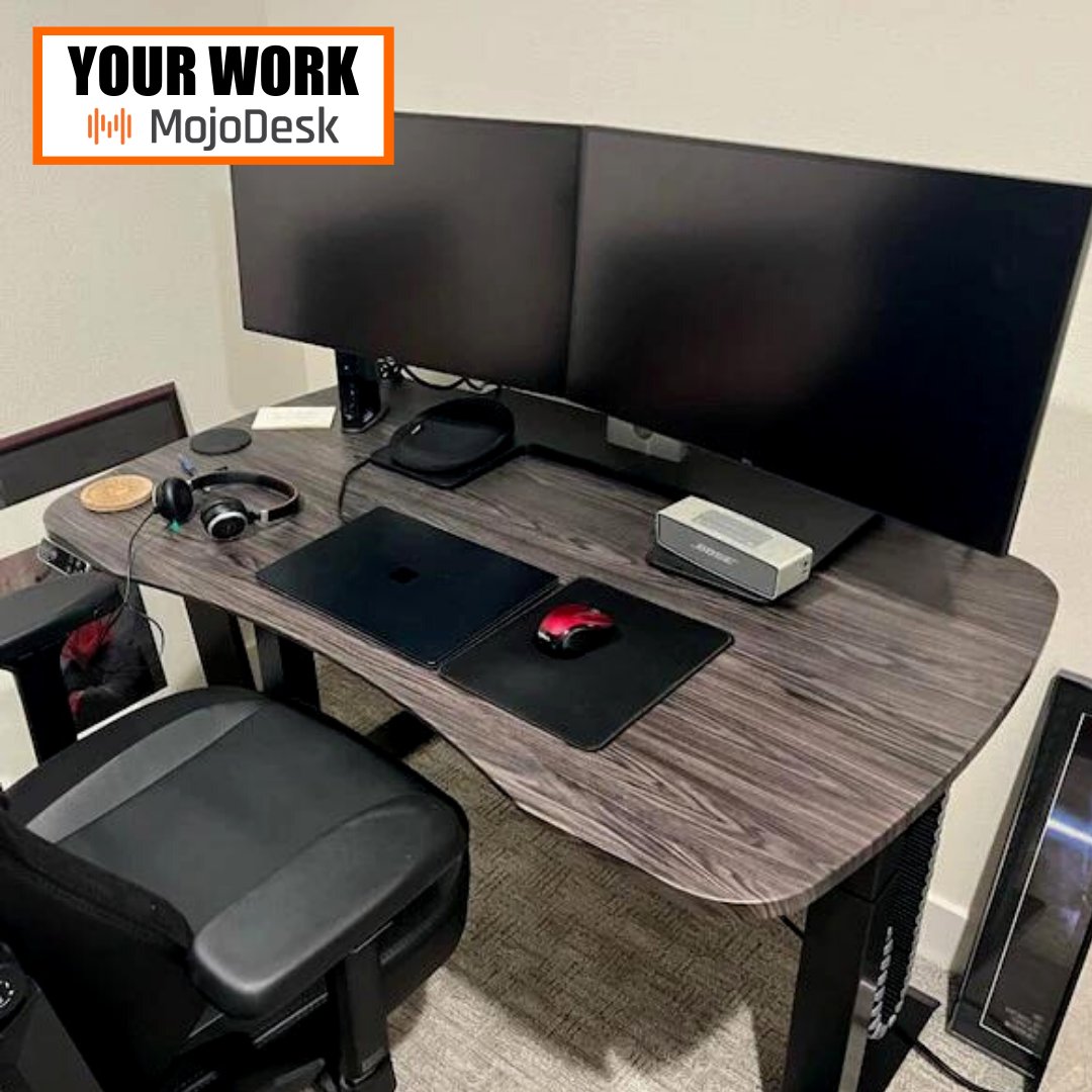 We have you covered with a commercial grade height adjustable desk for your passion or for your work. This customer has a desk for each! #standingdesk #productivity #improvemood #movementismedicine #workfromhomelife #gamingdesk