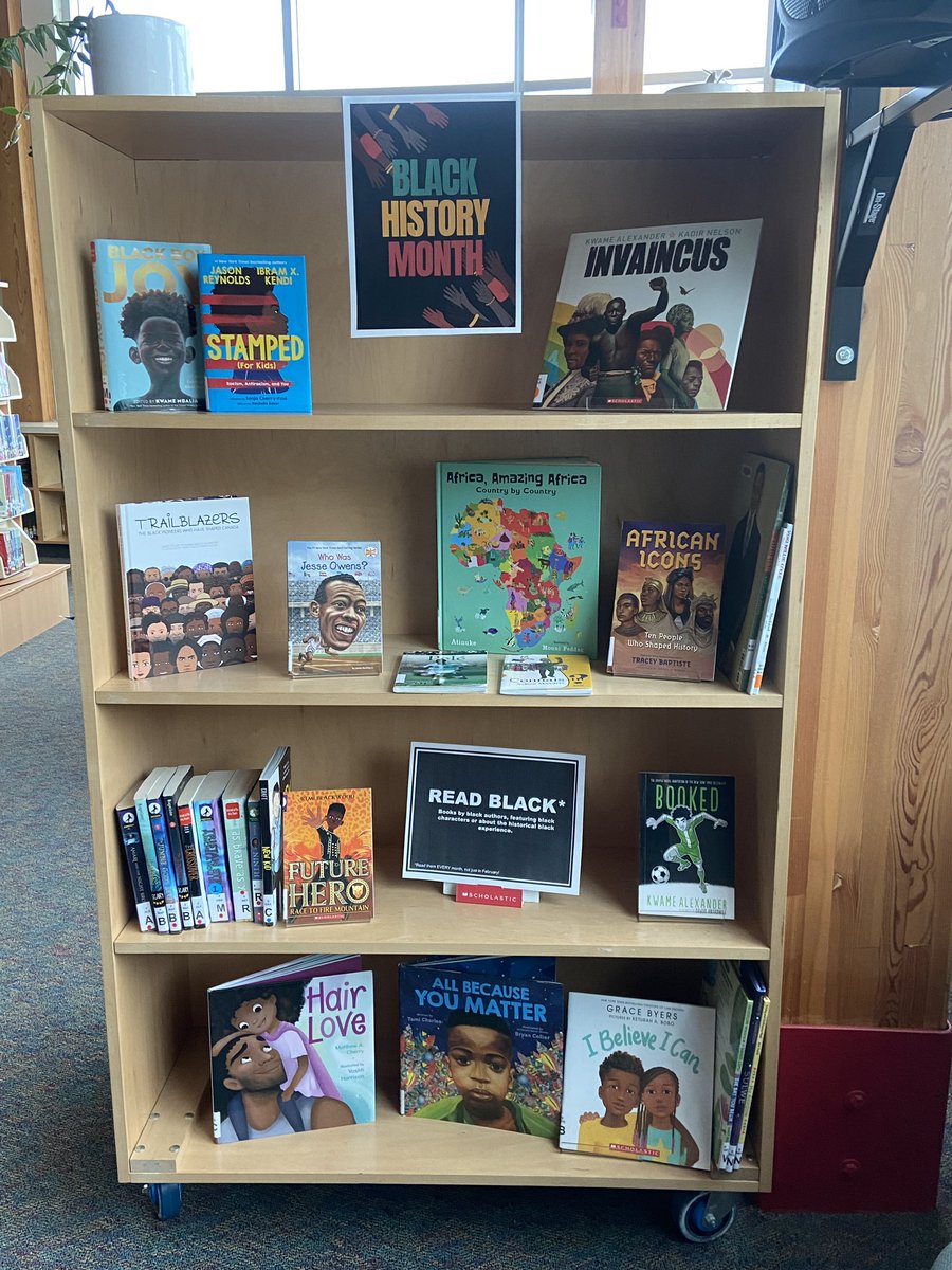 MsVsLibrary's tweet photo. Ready for the #BlackHistoryMonth @SouthMarchPS. So happy to see these books flying off the shelf already. #readblack this month and every month! https://t.co/7PkrJa0xnD