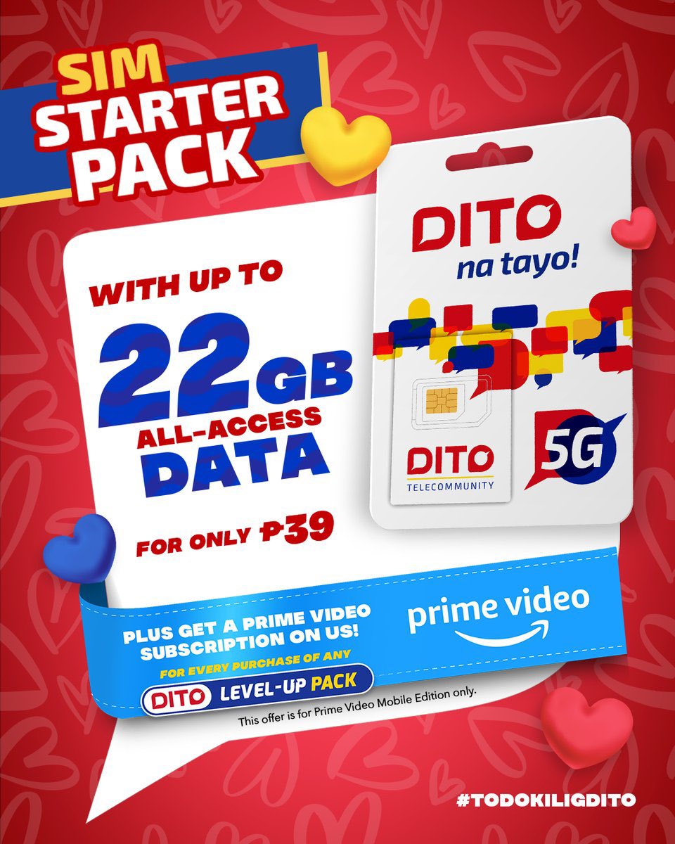 DITOphofficial's tweet image. Todo kilig DITO as we start the hearts month!

Chat with crush all day and video call all night for only P39! 

Buy now from:
Shopee - bit.ly/DITOSPsaShopee
Lazada - bit.ly/DITOSPsaLazada

#TodoKiligDITO #DITOph #DITOStarterPack